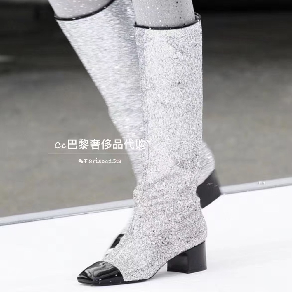 Chanel bling runway boots